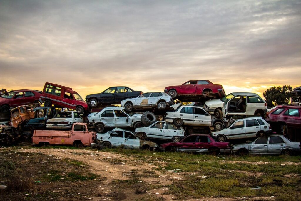 junk cars in a junkyard in Tampa